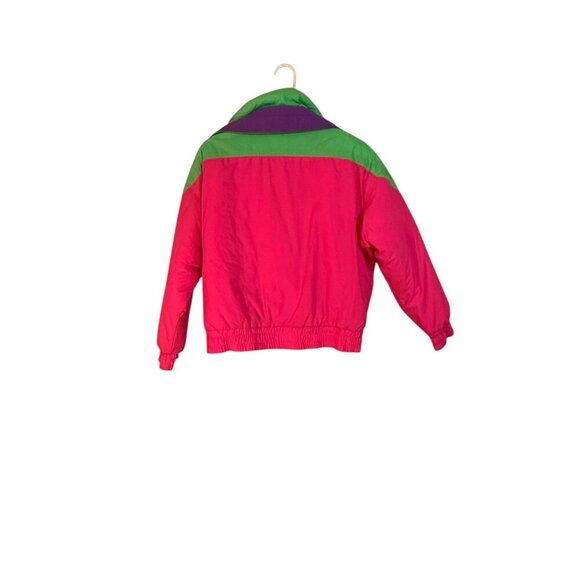 Vintage Cima Womens Ski coat jacket Colorblock Pink Green Purple Size 12 - Picture 7 of 8
